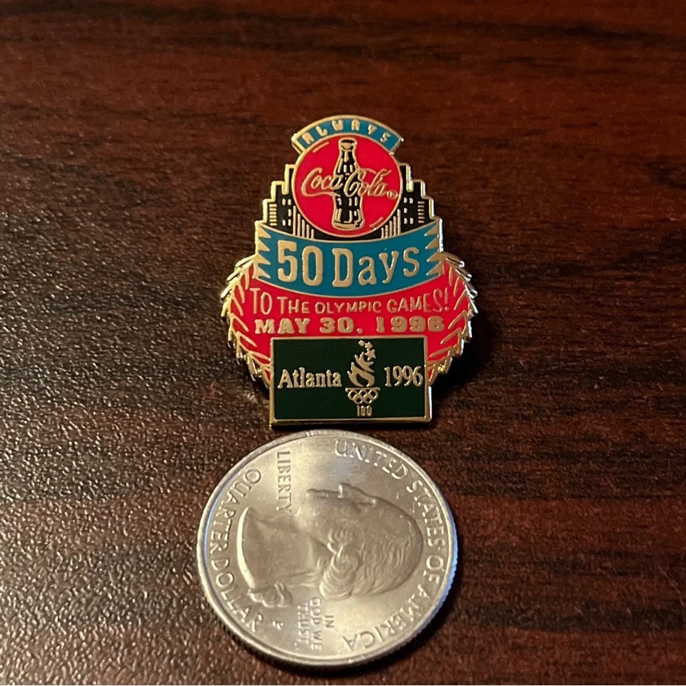 Vintage Coca-Cola Countdown To The 1996 Atlanta Olympics 50 Days‎ Lapel Hat Pin
